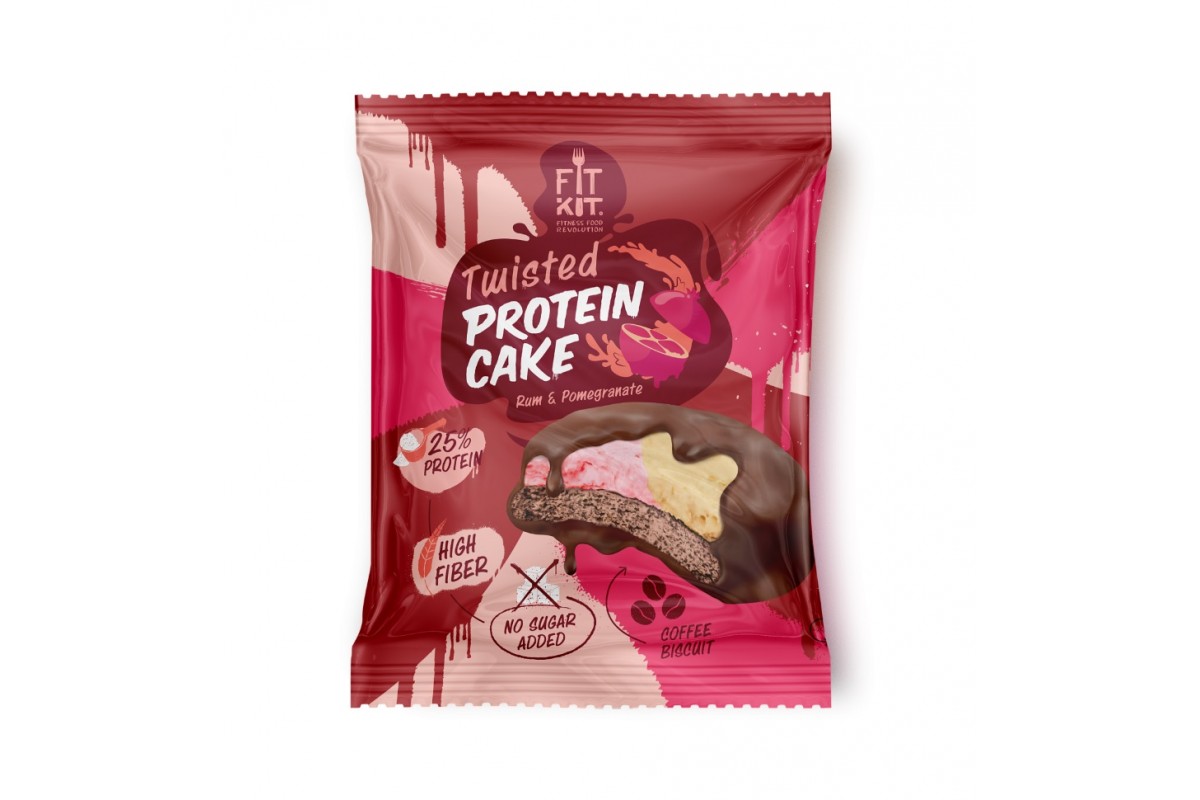 Fitkit. Fit Kit Twisted Protein Cake, 70 гр. Протеиновое печенье Fit Kit. Fit Kit Protein Twisted Cake, 70 гр. Ром гранат. FITKIT Protein Cake (70 гр.).