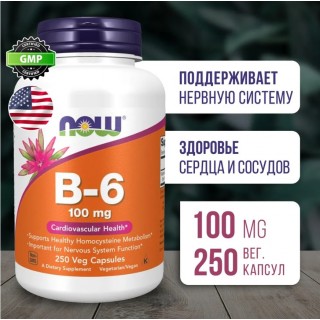 Vitamin B 6 100mg 250 caps Now