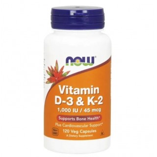 Vitamin D3 and K2 1000 IU 45mcg 120 caps Now